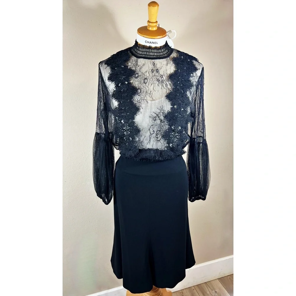 Chanel Black Knee Length Skirt with CC Logo